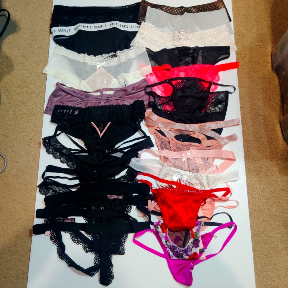 Victoria's Secret cheeky string bikini thong strappy lace satin sequin panty lot
